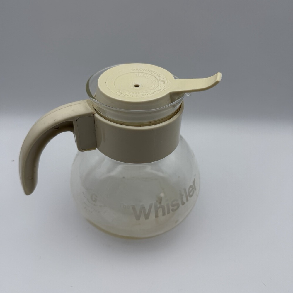 Vintage GEMCO The Whistler Glass Kettle 8 Cup Coffee Tea‎ Pot Carafe Cream - Picture 3 of 12